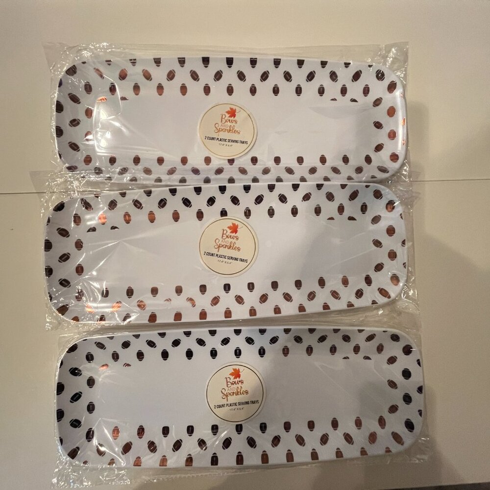 Plastic Football Serving Trays - 6 trays (3 packs / 2 trays per pack) (new/home) - Picture 7 of 11
